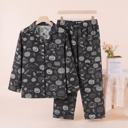Black Halloween Pumpkin Candy Cotton Loungewear Set