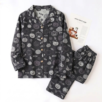 Black Halloween Pumpkin Candy Cotton Loungewear Set