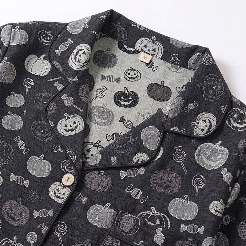 Black Halloween Pumpkin Candy Cotton Loungewear Set