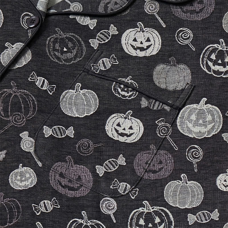 Black Halloween Pumpkin Candy Cotton Loungewear Set