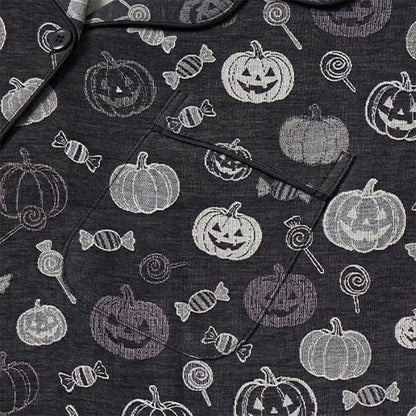Black Halloween Pumpkin Candy Cotton Loungewear Set