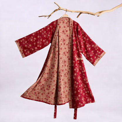 Retro Flower Cotton Gauze Kimono Robe