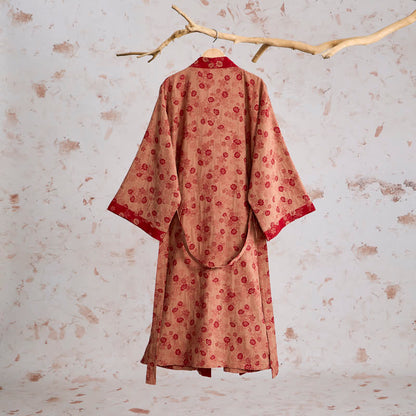 Retro Flower Cotton Gauze Kimono Robe