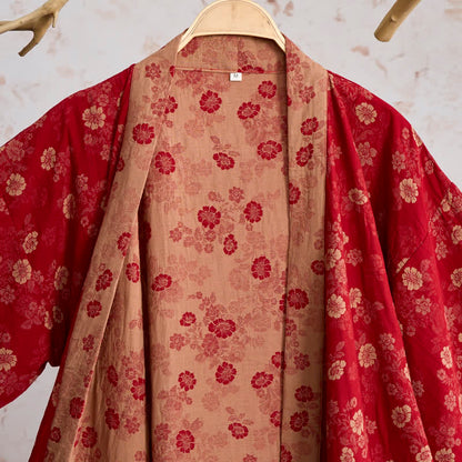 Retro Flower Cotton Gauze Kimono Robe
