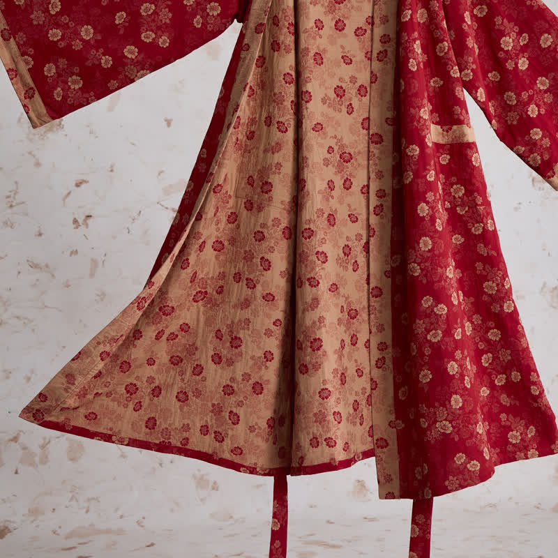 Retro Flower Cotton Gauze Kimono Robe