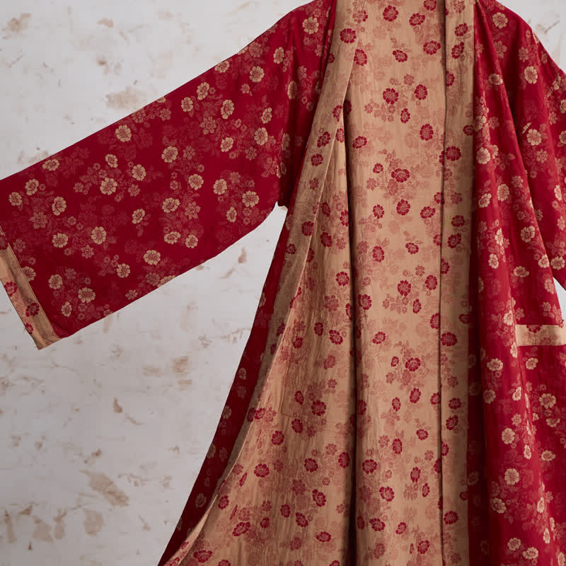 Retro Flower Cotton Gauze Kimono Robe