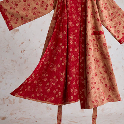 Retro Flower Cotton Gauze Kimono Robe