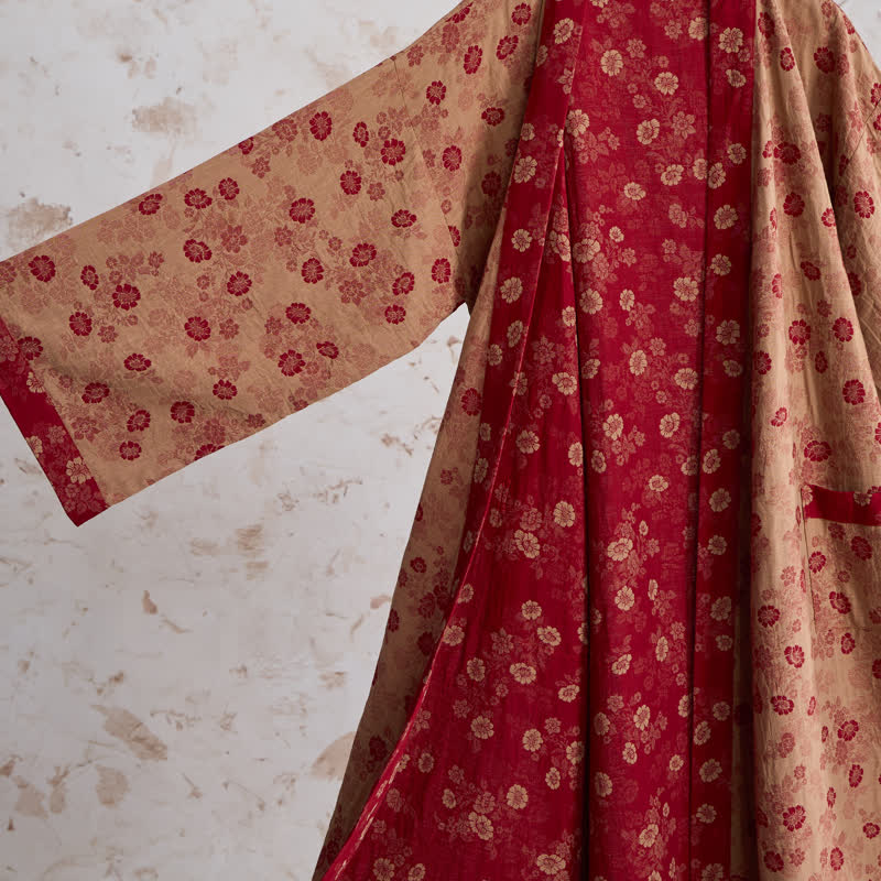 Retro Flower Cotton Gauze Kimono Robe