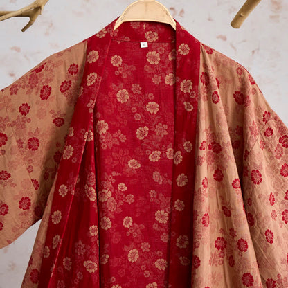 Retro Flower Cotton Gauze Kimono Robe