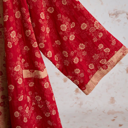 Retro Flower Cotton Gauze Kimono Robe