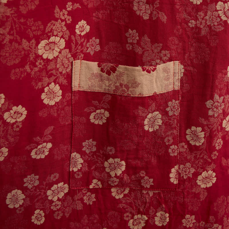 Retro Flower Cotton Gauze Kimono Robe