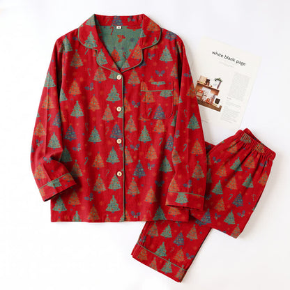 Christmas Tree Cotton Gauze Loungewear Set