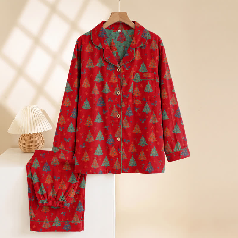 Christmas Tree Cotton Gauze Loungewear Set