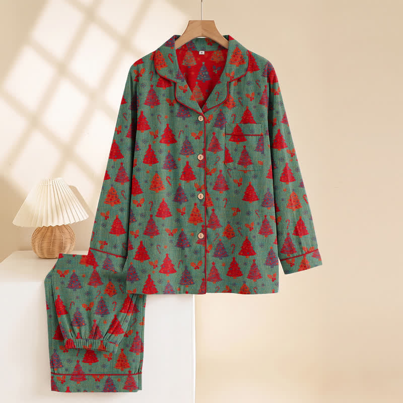 Christmas Tree Cotton Gauze Loungewear Set