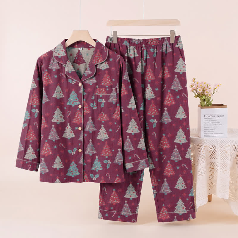 Christmas Tree Cotton Gauze Loungewear Set