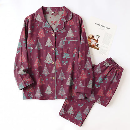 Christmas Tree Cotton Gauze Loungewear Set
