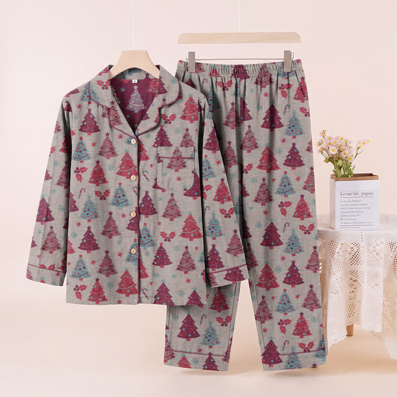 Christmas Tree Cotton Gauze Loungewear Set
