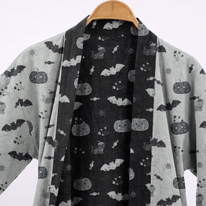 Halloween Pumpkin Bat Cotton Kimono Robe
