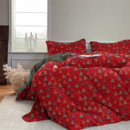 Festive Christmas Tree Cotton Bedding Set