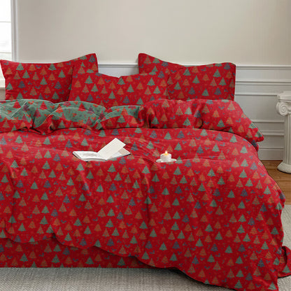 Festive Christmas Tree Cotton Bedding Set