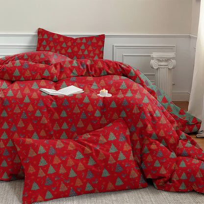 Festive Christmas Tree Cotton Bedding Set