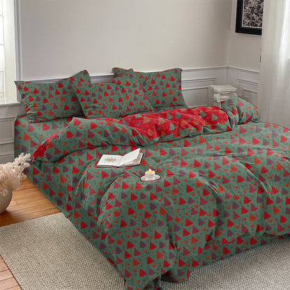 Festive Christmas Tree Cotton Bedding Set