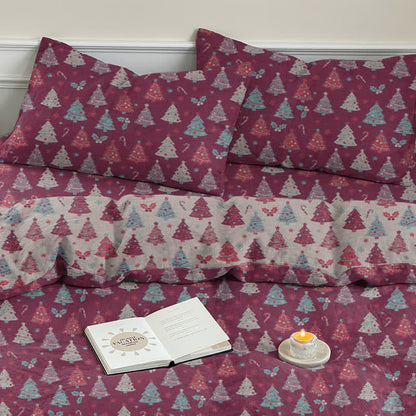 Festive Christmas Tree Cotton Bedding Set