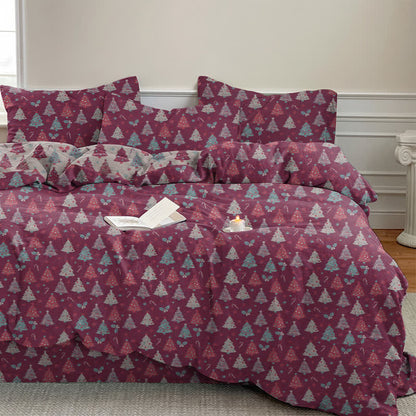 Festive Christmas Tree Cotton Bedding Set