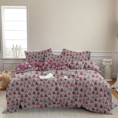 Festive Christmas Tree Cotton Bedding Set