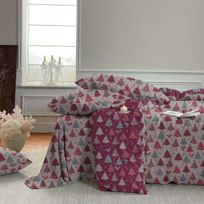 Festive Christmas Tree Cotton Bedding Set