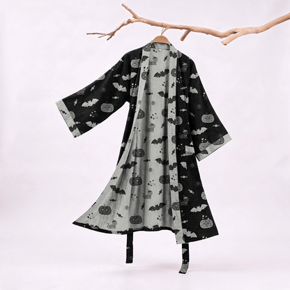 Halloween Pumpkin Bat Cotton Kimono Robe