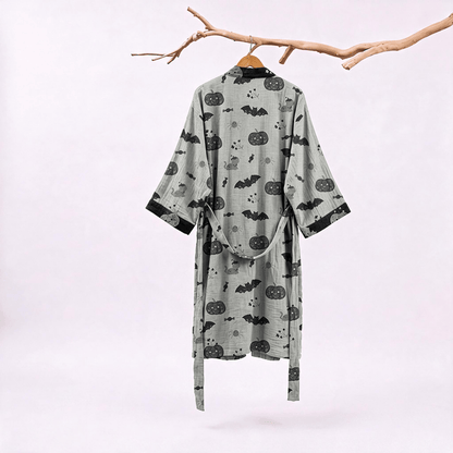 Halloween Pumpkin Bat Cotton Kimono Robe