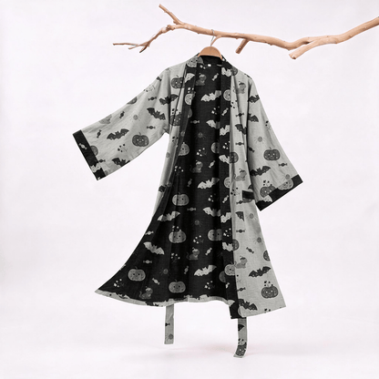 Halloween Pumpkin Bat Cotton Kimono Robe