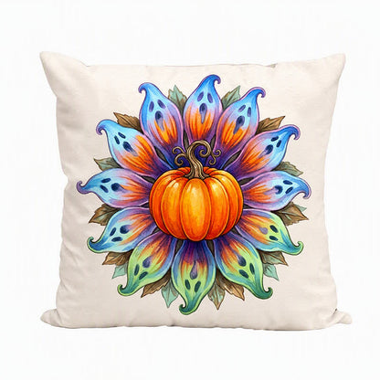Halloween Pumpkin Flower Throw Pillow Cover