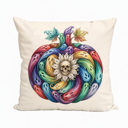 Rainbow Ghost Pumpkin Halloween  Pillow Cover