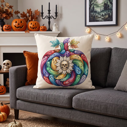 Rainbow Ghost Pumpkin Halloween  Pillow Cover