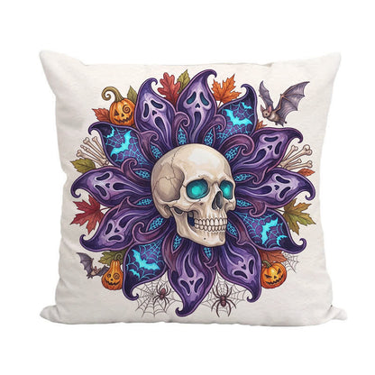 Nightfall Ghost Petal Skull Throw Pillow Cover