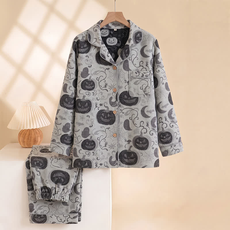 Spooky Night Pumpkin Ghost Cotton Sleepwear Set