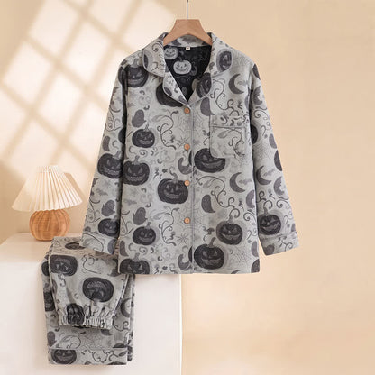 Spooky Night Pumpkin Ghost Cotton Sleepwear Set
