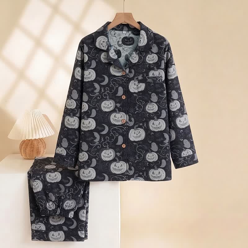 Spooky Night Pumpkin Ghost Cotton Sleepwear Set
