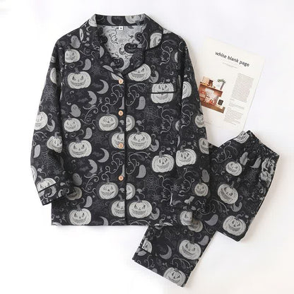 Spooky Night Pumpkin Ghost Cotton Sleepwear Set