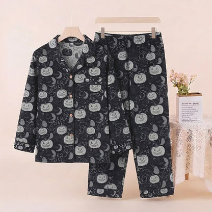 Spooky Night Pumpkin Ghost Cotton Sleepwear Set