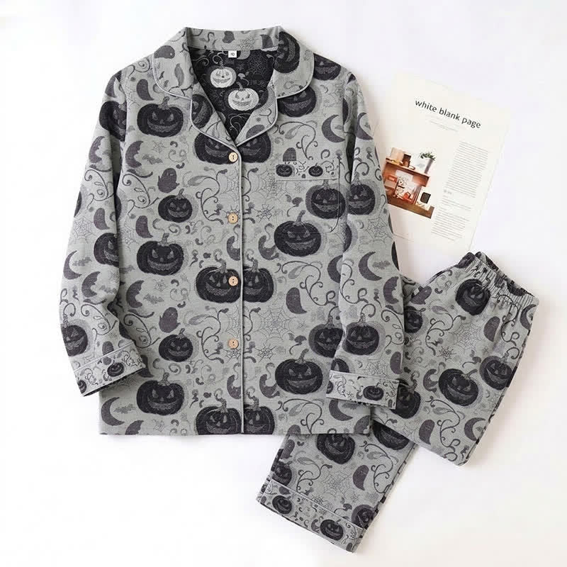 Spooky Night Pumpkin Ghost Cotton Sleepwear Set