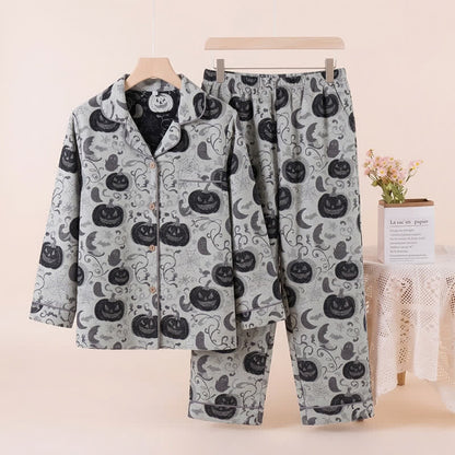 Spooky Night Pumpkin Ghost Cotton Sleepwear Set