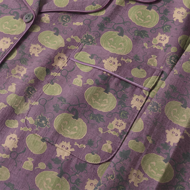 Whimsical Halloween Creature Pumpkin Loungewear Set