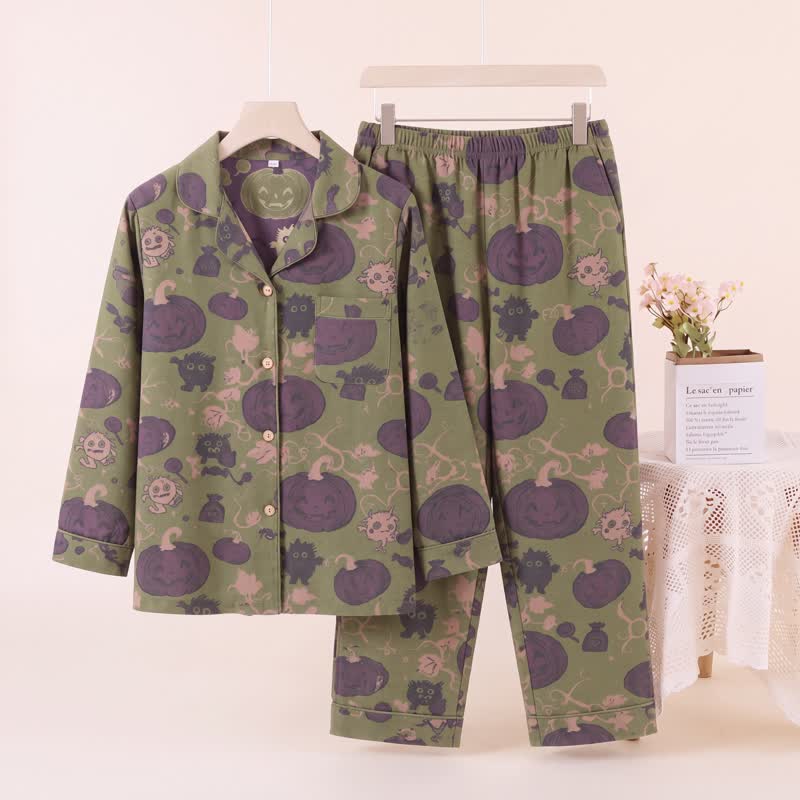 Whimsical Halloween Creature Pumpkin Loungewear Set