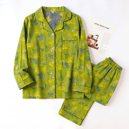 Nature‑Inspired Ginkgo Leaf Cotton Loungewear Set