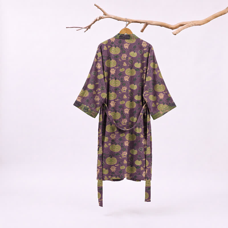 Halloween Pumpkin Monster Cotton Kimono Robe