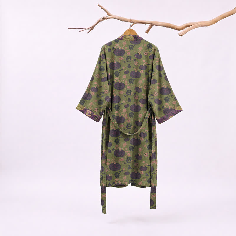 Halloween Pumpkin Monster Cotton Kimono Robe