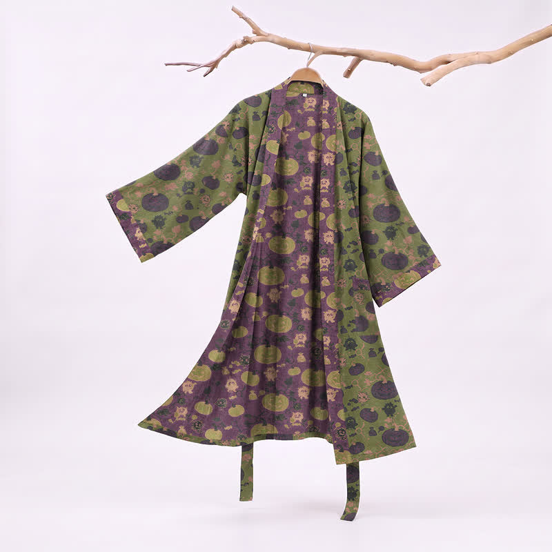 Halloween Pumpkin Monster Cotton Kimono Robe